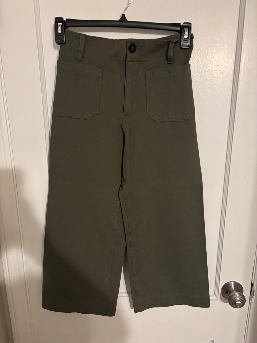 Anthropologie Olive Green Wide-Leg Crop Pants
